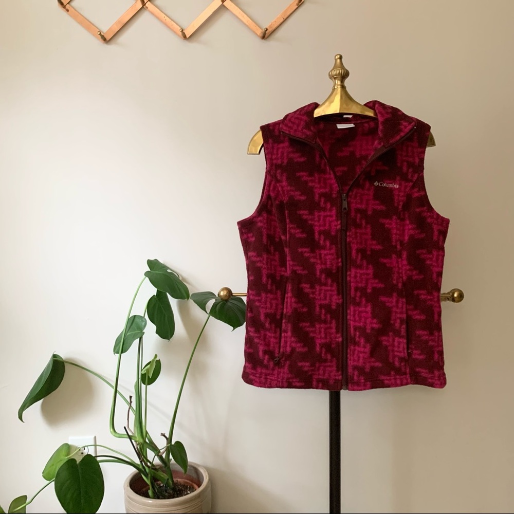 Columbia patterned fleece vest, sz S